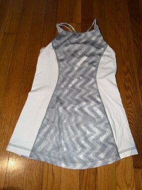 lululemon athletica White and Silver Zigzag-Panel Tank Top